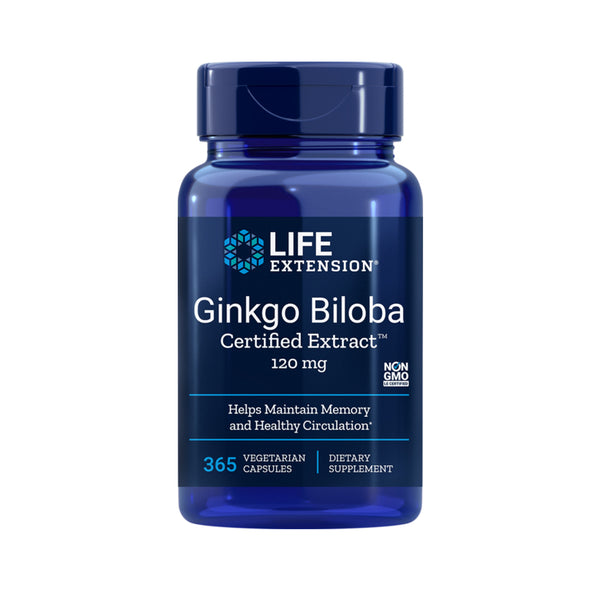 LIFE EXTENSION GINKGO BILOBA CERTIFIED EXTRACT 120 mg 365 VCAPSULES